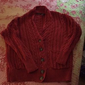 Red cable knit sweater XS